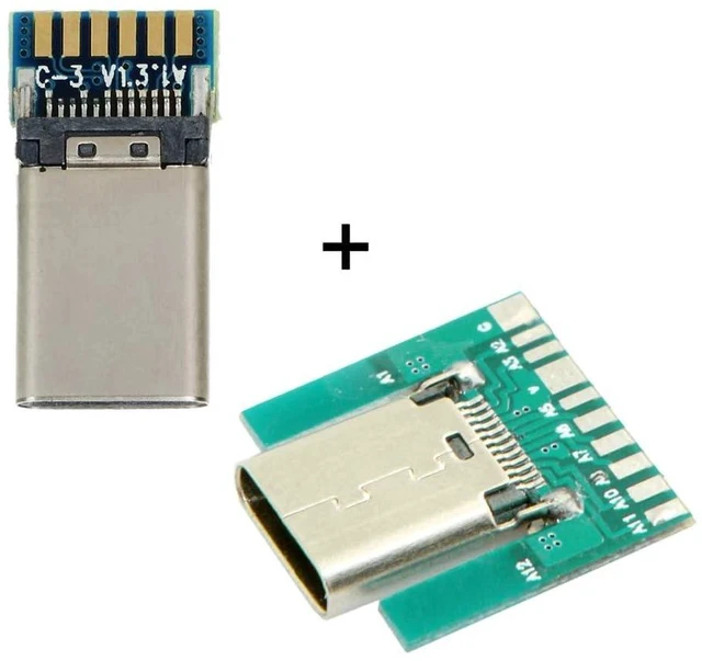 Alt view image 4 of 7 - 24pin USB 3.1 Type C Male Female Plug Socket Connector SMT Type with PC Board 1 Set