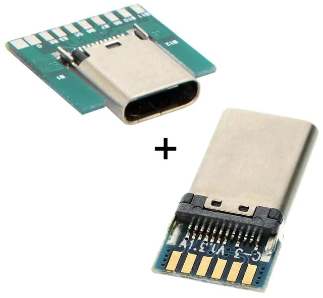 Alt view image 6 of 7 - 24pin USB 3.1 Type C Male Female Plug Socket Connector SMT Type with PC Board 1 Set