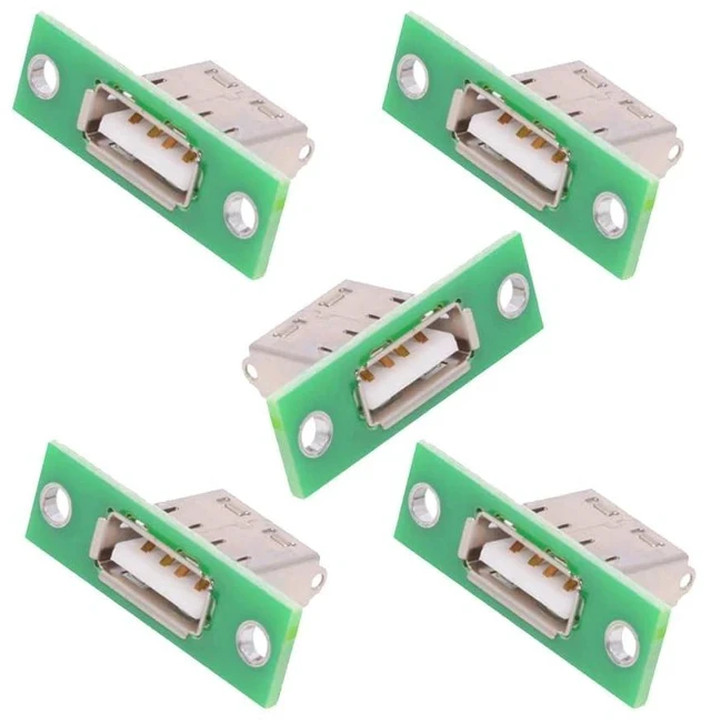 Alt view image 7 of 7 - 5pcs/Set DIY OEM USB Type-A Female Socket Connector with Panel Mount Solder Type