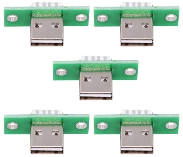 Main image of 5pcs/Set DIY OEM USB Type-A Male Plug Connector with Panel Mount Solder Type Reversible Design