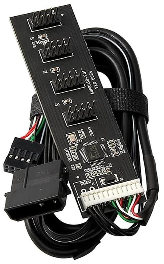 Main image of 2.0 9pin 10pin Header 1 to 4 Female Splitter Extension Cable HUB with IDE 5V Power Connector Adapter Port Multilier