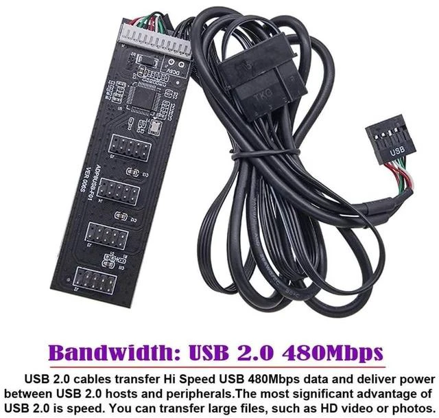 Alt view image 5 of 7 - 2.0 9pin 10pin Header 1 to 4 Female Splitter Extension Cable HUB with IDE 5V Power Connector Adapter Port Multilier