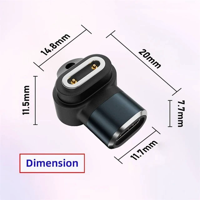 Alt view image 3 of 7 - xiwai Magnetic Suction Smart Watch Replacement Charging Connector 2pcs Vertical USB Type-C to 2-Pin Compatible with IMOO Z6 Z6S Z6Pro Z7 Z7A Z7S Z8 Z8A Z9 Z10 Z11