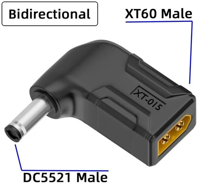 Alt view image 2 of 7 - xiwai XT60 Power Connector Male SC100 Protocol to DC 5.5x2.1mm Male Plug Fast Charging Angled Horizontal Adapter for RC Lipo Battery Quadcopter Multicopter Aeromodelling
