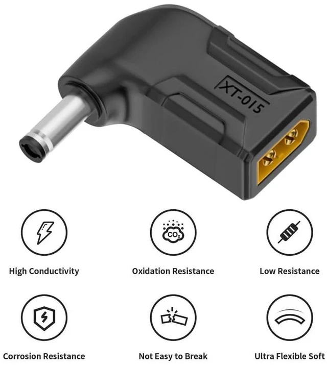 Alt view image 5 of 7 - xiwai XT60 Power Connector Male SC100 Protocol to DC 5.5x2.1mm Male Plug Fast Charging Angled Horizontal Adapter for RC Lipo Battery Quadcopter Multicopter Aeromodelling