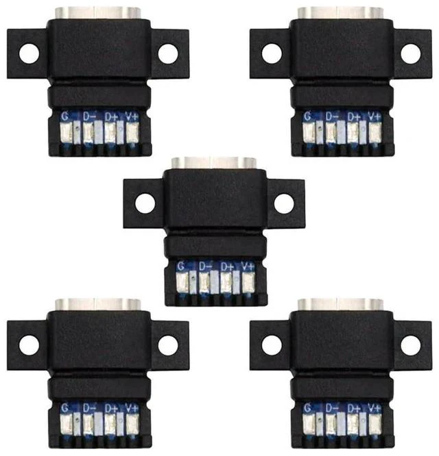 Main image of xiwai 5pcs/Set DIY OEM Type C Female Socket Connector to 6Pin PCBA Pinout Flat Scew Mount Type PD Power DC 5V/20V for Wiring