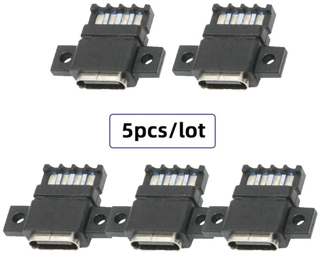 Alt view image 2 of 7 - xiwai 5pcs/Set DIY OEM Type C Female Socket Connector to 6Pin PCBA Pinout Flat Scew Mount Type PD Power DC 5V/20V for Wiring