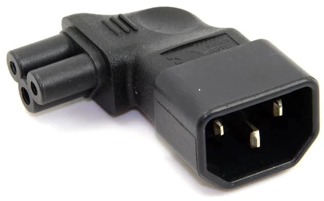 Alt view image 4 of 6 - xiwai JSER 90 Degree Angled IEC 320 Adapter 3 Poles Socket C14 to Cloverleaf Plug Micky C5 Straight Extension Power Adapter