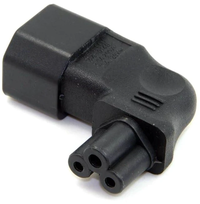 Alt view image 2 of 6 - xiwai JSER 90 Degree Angled IEC 320 Adapter 3 Poles Socket C14 to Cloverleaf Plug Micky C5 Straight Extension Power Adapter