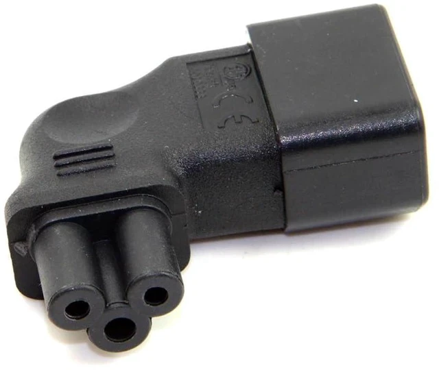 Alt view image 3 of 6 - xiwai JSER 90 Degree Angled IEC 320 Adapter 3 Poles Socket C14 to Cloverleaf Plug Micky C5 Straight Extension Power Adapter