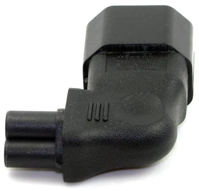 Alt view image 5 of 6 - xiwai JSER 90 Degree Angled IEC 320 Adapter 3 Poles Socket C14 to Cloverleaf Plug Micky C5 Straight Extension Power Adapter