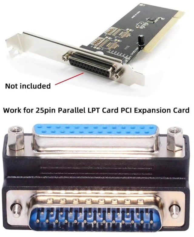 Alt view image 2 of 7 - Parallel LPT AES/EBU DB25pin Male Nut to Female Screw Extension Adapter DB Connector Down 90 Degree Angled