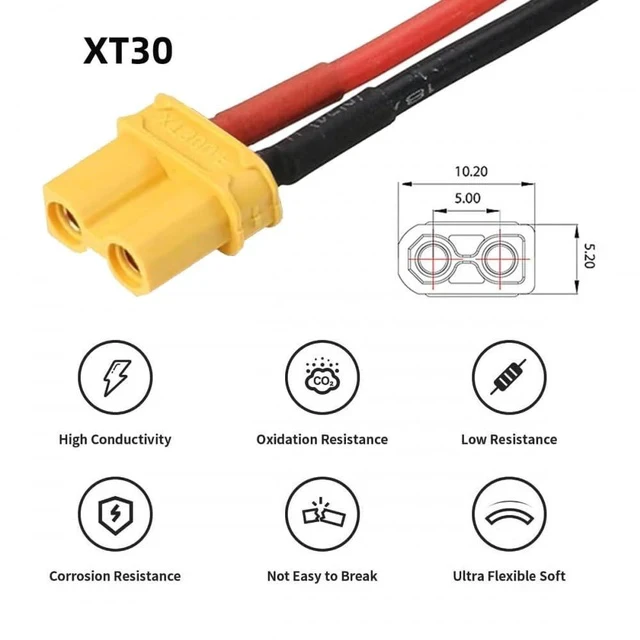 Alt view image 5 of 7 - xiwai XT30 Plug Female to Female 18AWG Extension Cable Charging Connector for RC Battery Portable Power Station Solar Panel 1.6ft