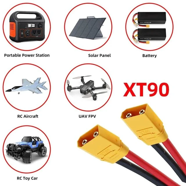 Alt view image 5 of 7 - Male to Male 10AWG Extension Cable Connector for RC Battery Portable Power Station Solar Panel