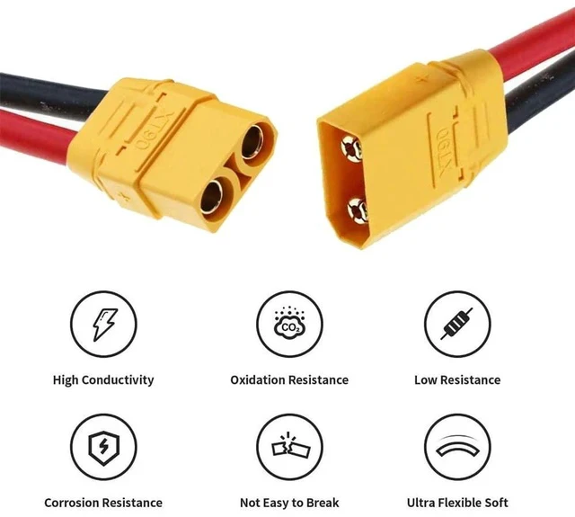Alt view image 6 of 7 - Male to Female 10AWG Extension Cable Connector for RC Battery Portable Power Station Solar Panel
