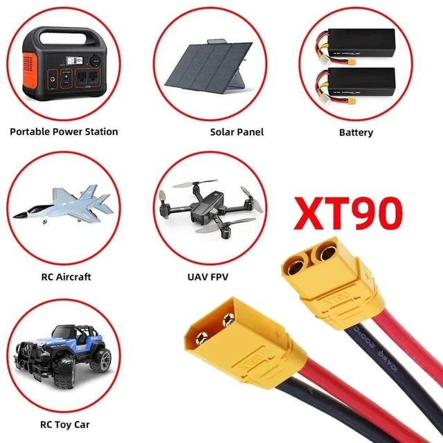 Alt view image 5 of 7 - Male to Female 10AWG Extension Cable Connector for RC Battery Portable Power Station Solar Panel