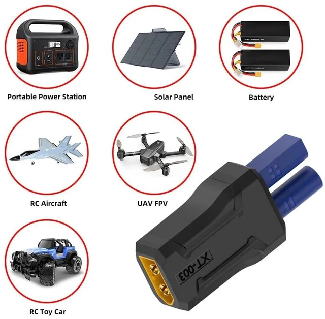 Alt view image 6 of 7 - xiwai XT60 Power Connector Male SC100 Protocol to EC5 Male Plug Fast Charging Adapter for RC Lipo Battery Quadcopter Multicopter Aeromodelling