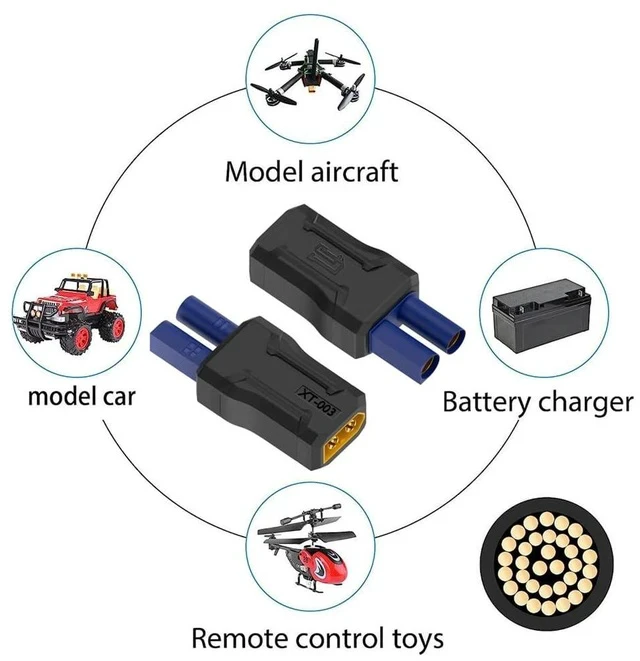 Alt view image 7 of 7 - xiwai XT60 Power Connector Male SC100 Protocol to EC5 Male Plug Fast Charging Adapter for RC Lipo Battery Quadcopter Multicopter Aeromodelling