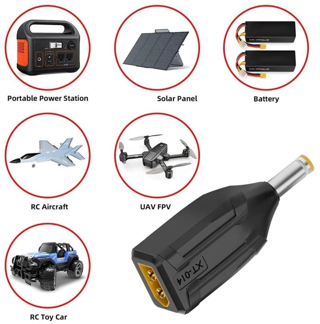 Alt view image 6 of 7 - XT60 Power Connector Male SC100 Protocol to DC 5.5x2.5mm Male Plug Fast Charging Adapter for RC Lipo Battery Quadcopter Multicopter Aeromodelling