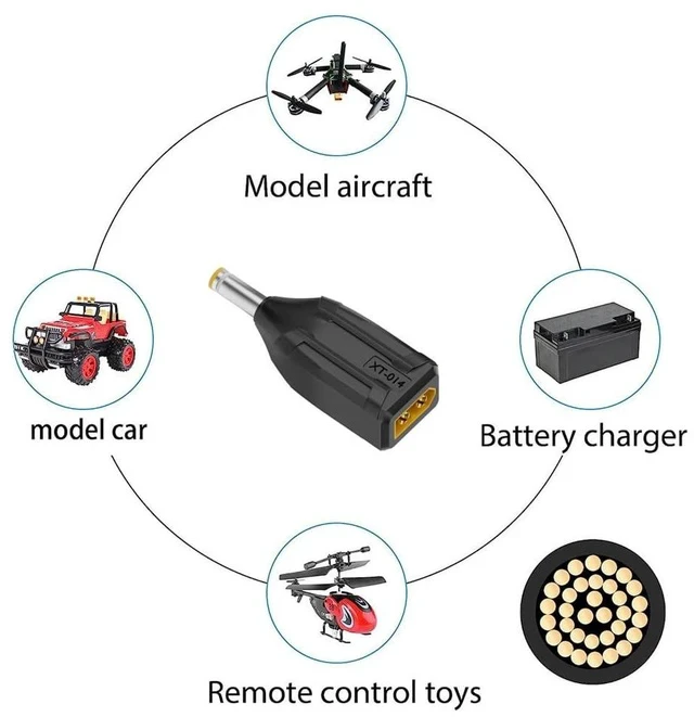 Alt view image 7 of 7 - XT60 Power Connector Male SC100 Protocol to DC 5.5x2.5mm Male Plug Fast Charging Adapter for RC Lipo Battery Quadcopter Multicopter Aeromodelling