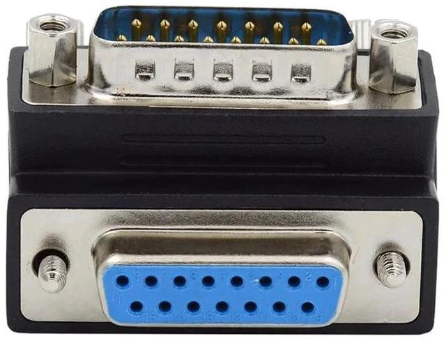 Main image of xiwai DB15 Serial Adapters D-SUB 15-pin RS232 D-subminiature Adapter Male to Female with Screw Nuts DB Connector Up 90 Degree Angled