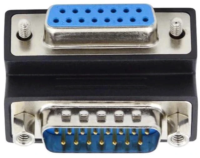 Alt view image 7 of 7 - xiwai DB15 Serial Adapters D-SUB 15-pin RS232 D-subminiature Adapter Male to Female with Screw Nuts DB Connector Up 90 Degree Angled