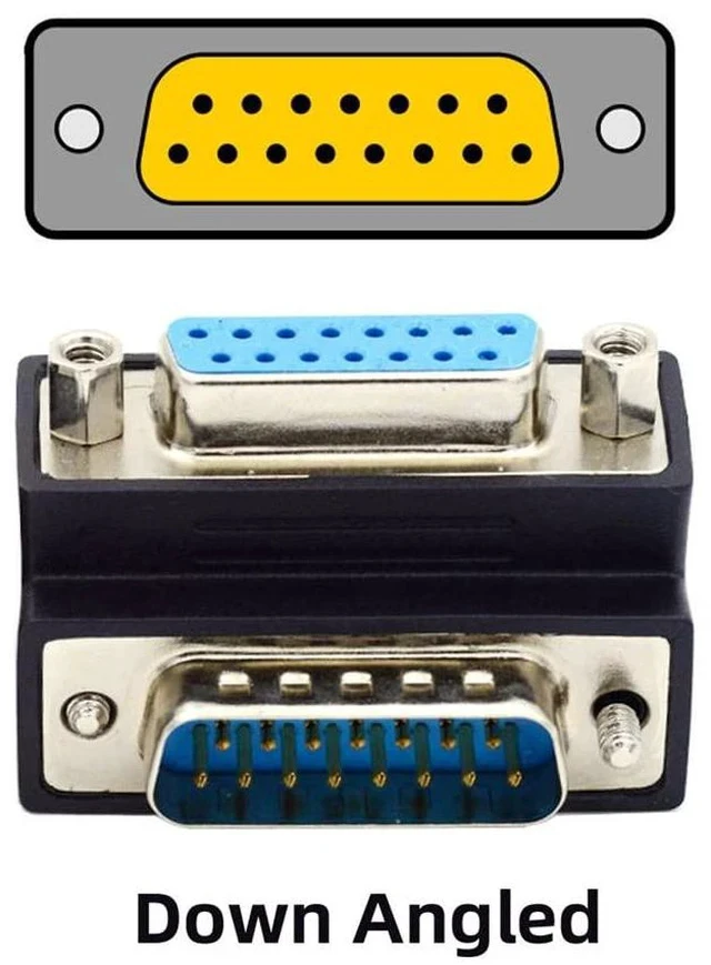 Alt view image 5 of 7 - xiwai Down 90 Degree Angled DSUB D-subminiature 15pin Male to Female Extension Adapter DB Connector