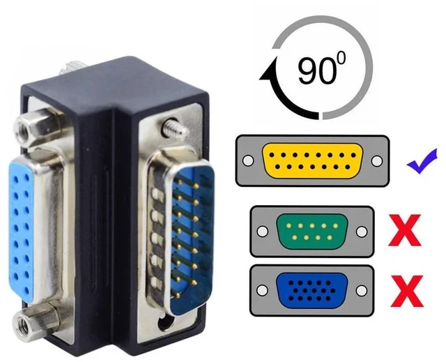 Alt view image 4 of 7 - xiwai Up 90 Degree Angled DSUB D-subminiature 15pin Male to Female Extension Adapter DB Connector