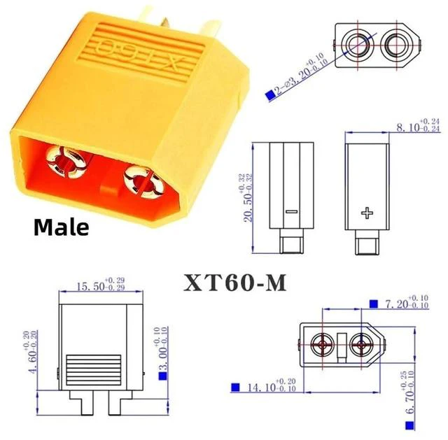 Alt view image 4 of 7 - xiwai XT60 Power Connector Male SC100 Protocol to DC 5.5x2.1mm Male Plug Fast Charging Angled Horizontal Adapter for RC Lipo Battery Quadcopter Multicopter Aeromodelling