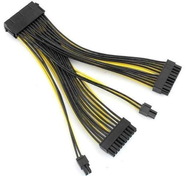 Main image of 24P 20+4 Pin Dual PSU Power Supply Cable,18AWG ATX Motherboard Mainboard Adapter Connector Cable Mining Extension Cable - 20cm (10 Pcs)