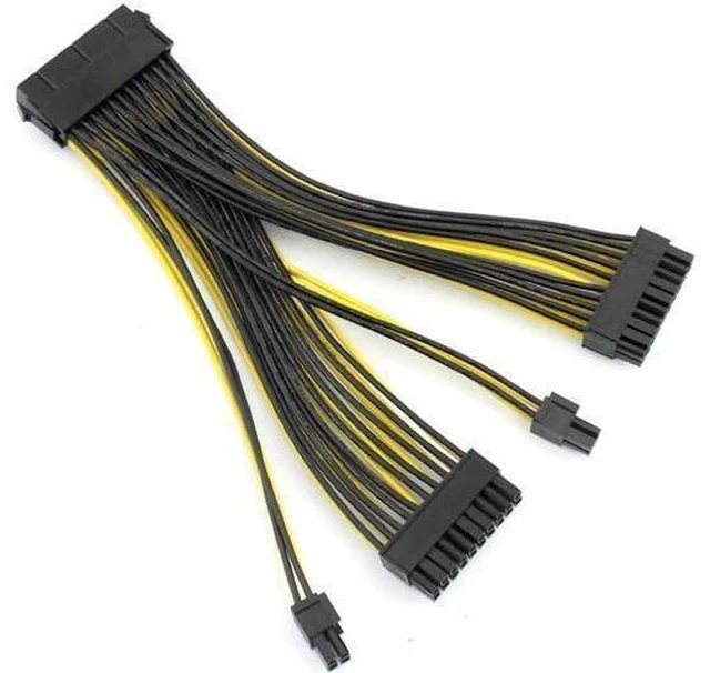 Alt view image 6 of 7 - 24P 20+4 Pin Dual PSU Power Supply Cable,18AWG ATX Motherboard Mainboard Adapter Connector Cable Mining Extension Cable - 20cm (10 Pcs)