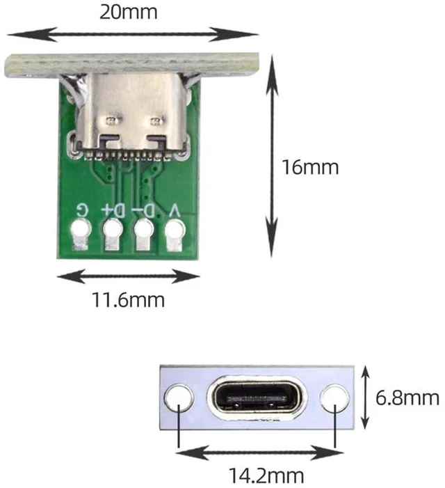 Alt view image 7 of 7 - xiwai 5pcs USB Type C Female Socket DIY OEM PC Board 24pin USB 2.0 Pinout Panel Mount Type Connector for Repair Replacement Parts
