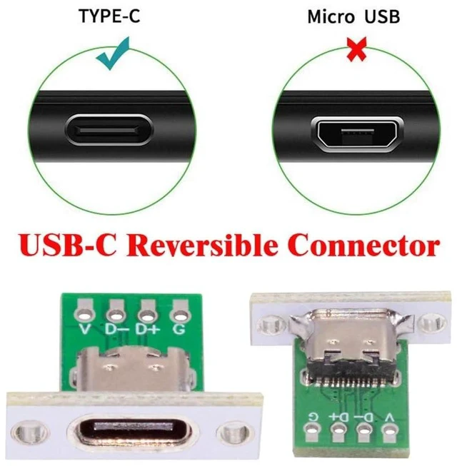 Alt view image 4 of 7 - OEM 5pcs/Set Type C Female Socket Connector Panel Mount Type with PC Board 24pin USB 2.0 Pinout