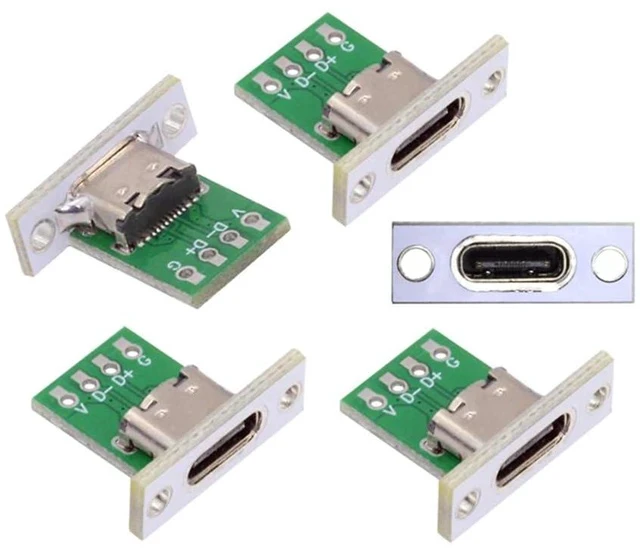 Alt view image 2 of 7 - OEM 5pcs/Set Type C Female Socket Connector Panel Mount Type with PC Board 24pin USB 2.0 Pinout