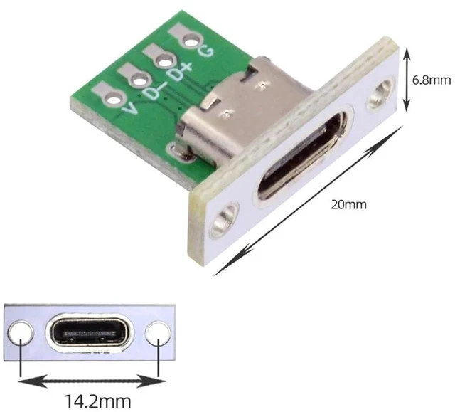 Alt view image 7 of 7 - OEM 5pcs/Set Type C Female Socket Connector Panel Mount Type with PC Board 24pin USB 2.0 Pinout