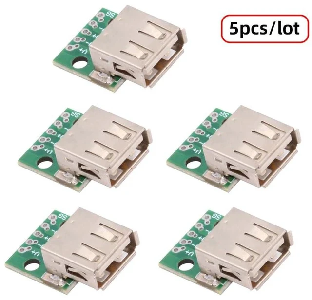 Alt view image 6 of 7 - 5pcs/Set DIY OEM USB2.0 Type-A Female Receptacle Socket Connector with Flange PCB Mounting Assembly Solder Type 480Mbps