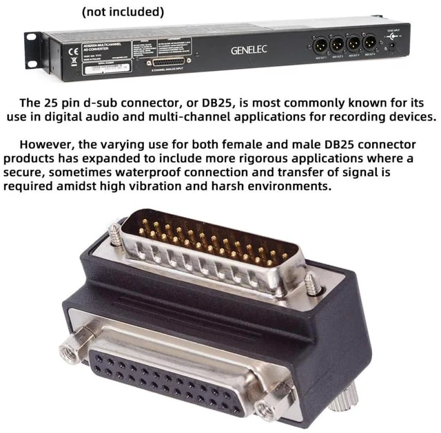 Alt view image 5 of 7 - xiwai DB25pin LPT AES/EBU Male Nut to Female Screw Extension Adapter Serial Adapter DB Connector DSUB Parallel Up 90 Degree Angled