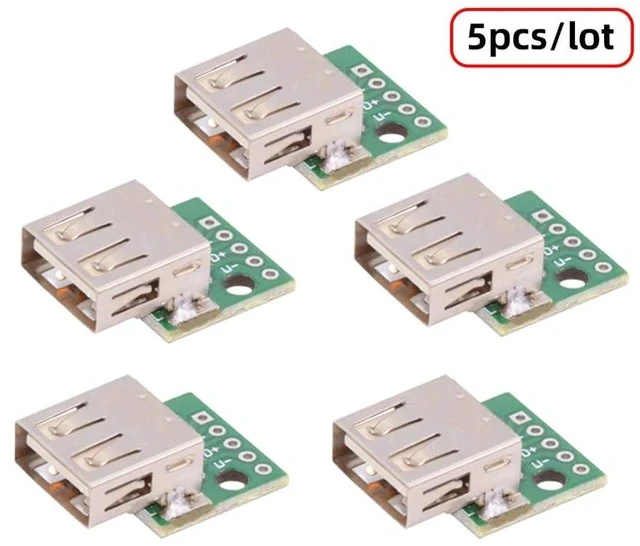 Alt view image 3 of 7 - 5pcs/Set DIY OEM USB2.0 Type-A Female Receptacle Socket Connector with PCB Mounting Assembly Solder Type 480Mbps