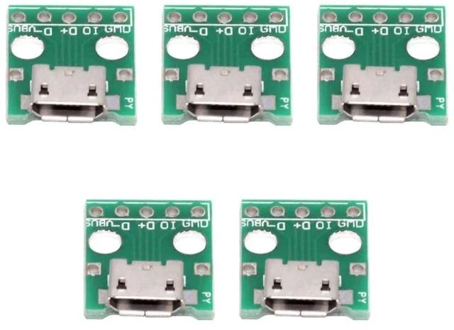 Main image of 5pcs/Set DIY OEM USB2.0 Micro-B Female Receptacle Socket Connector with Flange PCB Mounting Assembly Solder Type 480Mbps