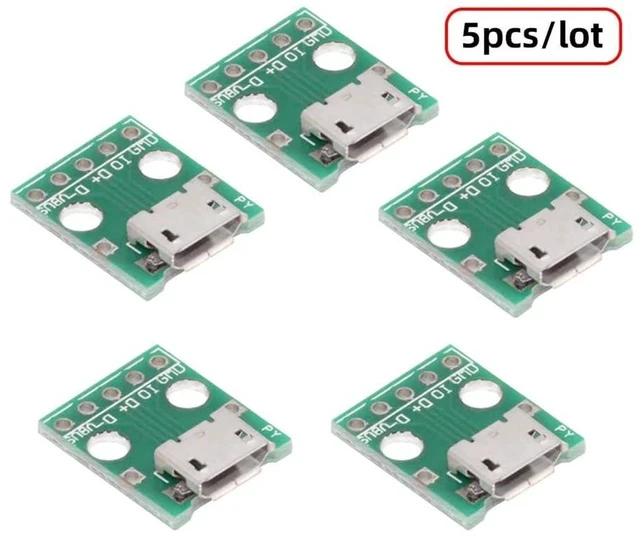 Alt view image 3 of 7 - 5pcs/Set DIY OEM USB2.0 Micro-B Female Receptacle Socket Connector with Flange PCB Mounting Assembly Solder Type 480Mbps