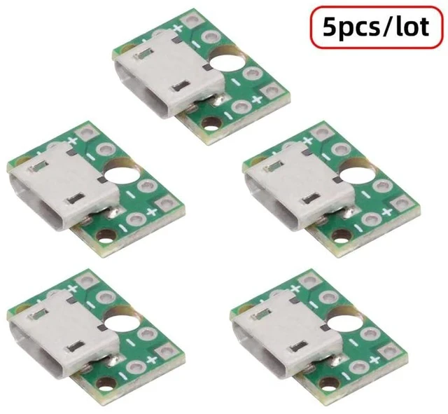 Alt view image 2 of 7 - 5pcs/Set DIY OEM USB2.0 Micro-B Female Receptacle Socket Connector with PCB Mounting Assembly Solder Type 480Mbps