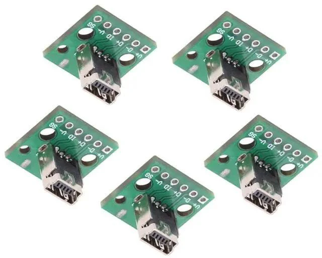 Main image of 5pcs/Set DIY OEM USB2.0 Mini-B Female Receptacle Socket Connector Vertical with PCB Mounting Assembly Solder Type 480Mbps