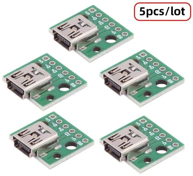 Alt view image 3 of 7 - 5pcs/Set DIY OEM USB2.0 Mini-B Female Receptacle Socket Connector Horizontal with PCB Mounting Assembly Solder Type 480Mbps