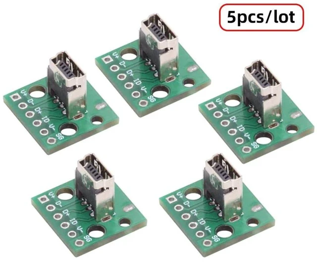 Alt view image 3 of 7 - 5pcs/Set DIY OEM USB2.0 Mini-B Female Receptacle Socket Connector Vertical with PCB Mounting Assembly Solder Type 480Mbps