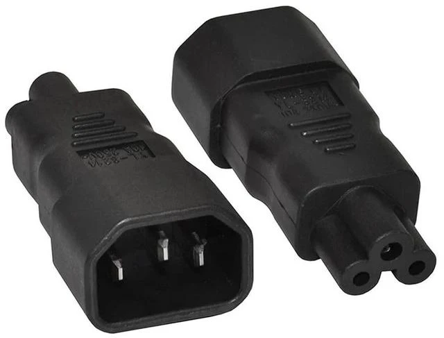 Main image of IEC 320 Adapter 3 Poles Socket C14 to Cloverleaf Plug Micky C5 Straight Extension Power Adapter