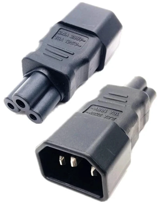 Alt view image 2 of 7 - IEC 320 Adapter 3 Poles Socket C14 to Cloverleaf Plug Micky C5 Straight Extension Power Adapter