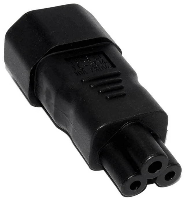 Alt view image 5 of 7 - IEC 320 Adapter 3 Poles Socket C14 to Cloverleaf Plug Micky C5 Straight Extension Power Adapter