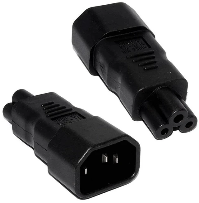 Alt view image 7 of 7 - IEC 320 Adapter 3 Poles Socket C14 to Cloverleaf Plug Micky C5 Straight Extension Power Adapter