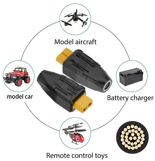 Alt view image 7 of 7 - xiwai XT60 Power Connector Female SC100 Protocol to DC 5.5x2.1mm Female Plug Fast Charging Adapter for RC Lipo Battery Quadcopter Multicopter Aeromodelling