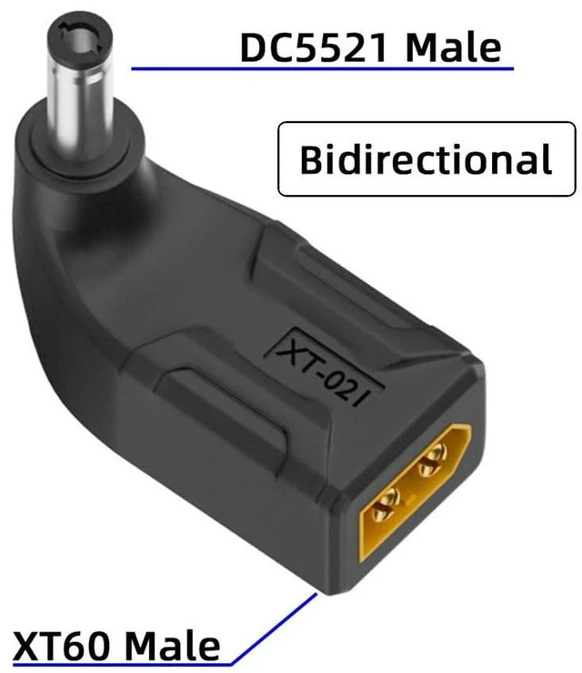 Alt view image 2 of 7 - xiwai XT60 Power Connector Male SC100 Protocol to DC 5.5x2.1mm Male Plug Fast Charging Angled Vertical Adapter for RC Lipo Battery Quadcopter Multicopter Aeromodelling
